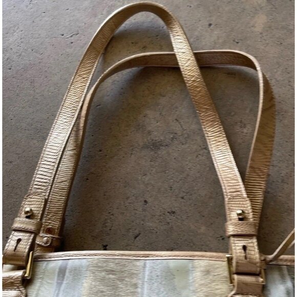 BRAHMIN Medium Classy Asher Leather Shoulder Tote/Bag-Gold Tones W Match Wallet - Picture 8 of 16